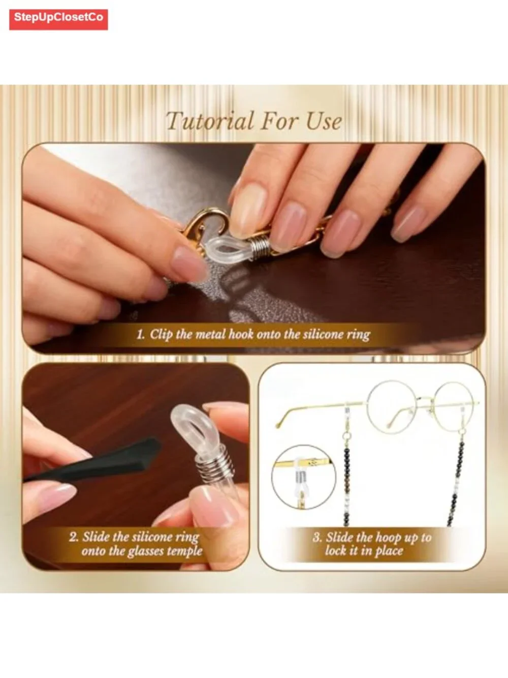 Handmade Beaded Eyeglass Chain for Women, Adjustable Anti-Slip Sunglasses